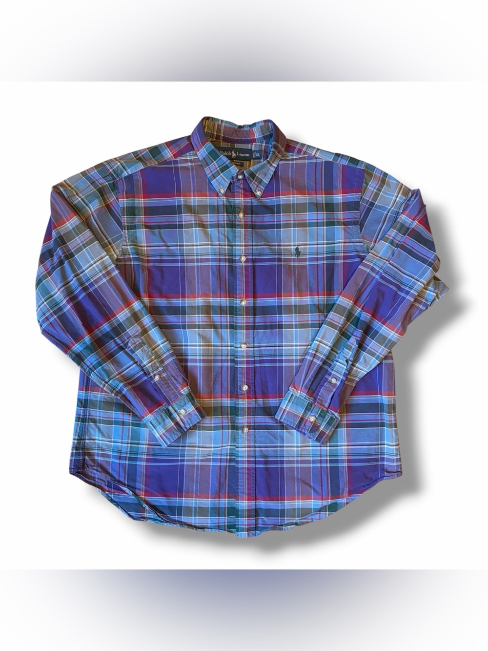 Vtg 90’s Ralph Lauren Shirt Plaid Preppy Button Down Small Pony OCBD Sz XL